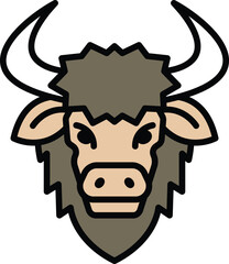 bison in line icon style