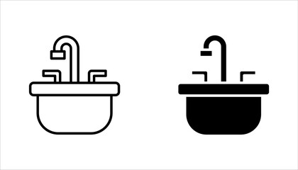 Bathroom sink unit line icon set, outline vector sign, vector illustration on white background