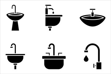 Bathroom sink unit line icon set, outline vector sign, vector illustration on white background