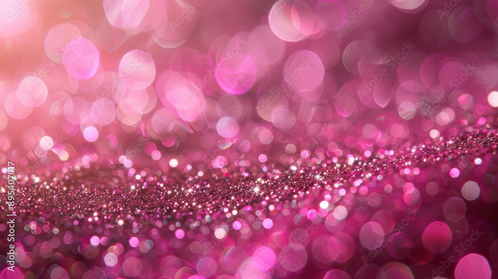 Poster close-up of pink glitter with soft focus lights creating a dreamy and sparkling visual effect.
