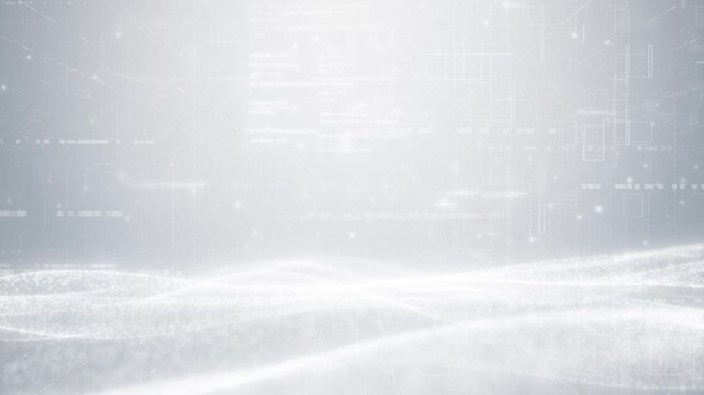 Abstract white particle business corporate digital technology on elegant clean gray Background. Modern motion pattern graphic network cyberspace concept.