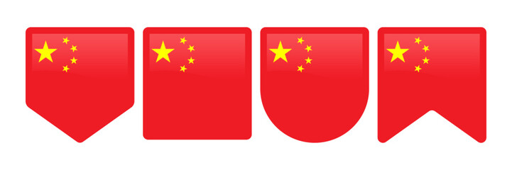 China flag with various shapes vector eps for design element, decoration, banner, emblem, promotion, event, holiday, social media post, icon, poster design, etc. scalable eps file format.