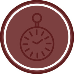 Pocket Watch Vector Line Double Circle Maroon