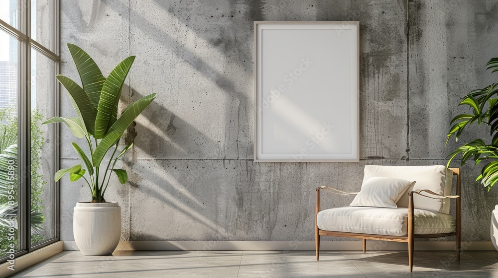 Canvas Prints Square picture frame mockup on wall: Interior design artwork template