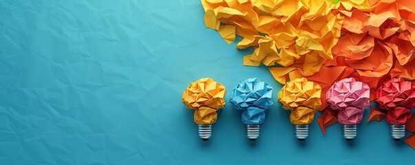 Creative thinking flat design top view ideation theme 3D render Triadic Color Scheme