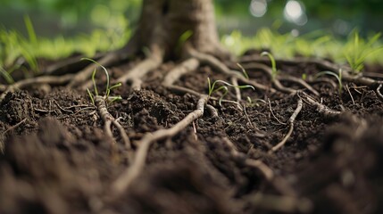 Close-Up of Tree Roots Planted Well in Soil - 8K Resolution