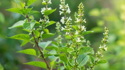 Obraz premium Tulsi (Holy Basil) Plant - Natural and Herbal