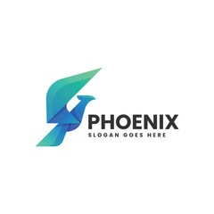 Vector Logo Illustration Phoenix Gradient Colorful Style