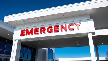 Modern Hospital Emergency Entrance Sign
