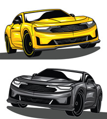 Cool modern sport car colored yellow