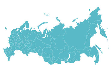 Fototapeta premium ロシア連邦の地図、州・共和国・地方・自治管区・連邦市の境界線