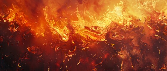 Fototapeta premium Panoramic close-up, high detail scan of burning fire texture, Generative AI