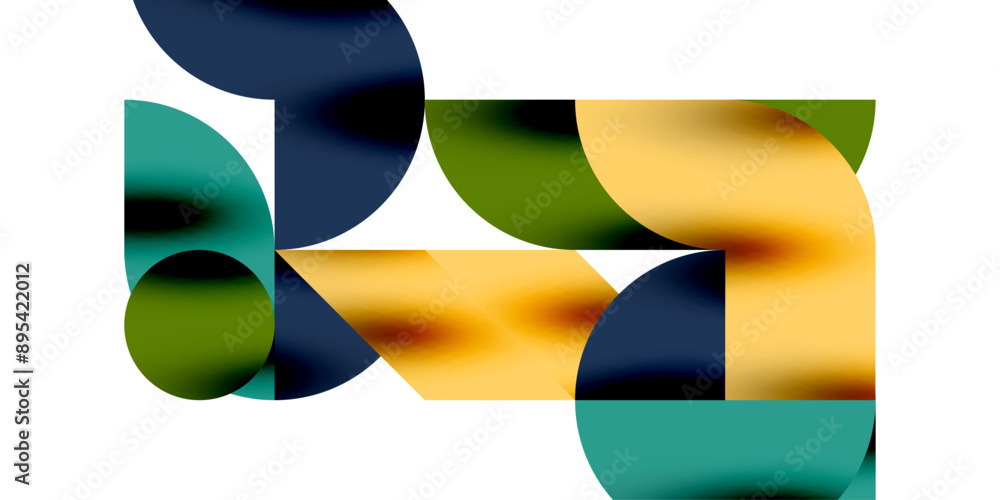 Poster tech minimal circular shapes geometric art. vector modern circles