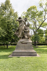 Obraz premium Monument to Tstirad and Sarka from Czech history in the Visegrad Garden in Prague in Czech Republic