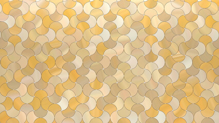 Mosaic Pattern Background in Golden Yellow, Beige, and Light Brown Colors (3D Illustration)