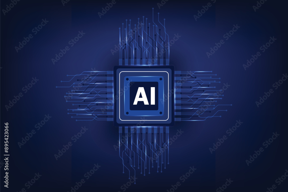 Aufkleber artificial intelligence chipset on circuit board in futuristic concept technology background