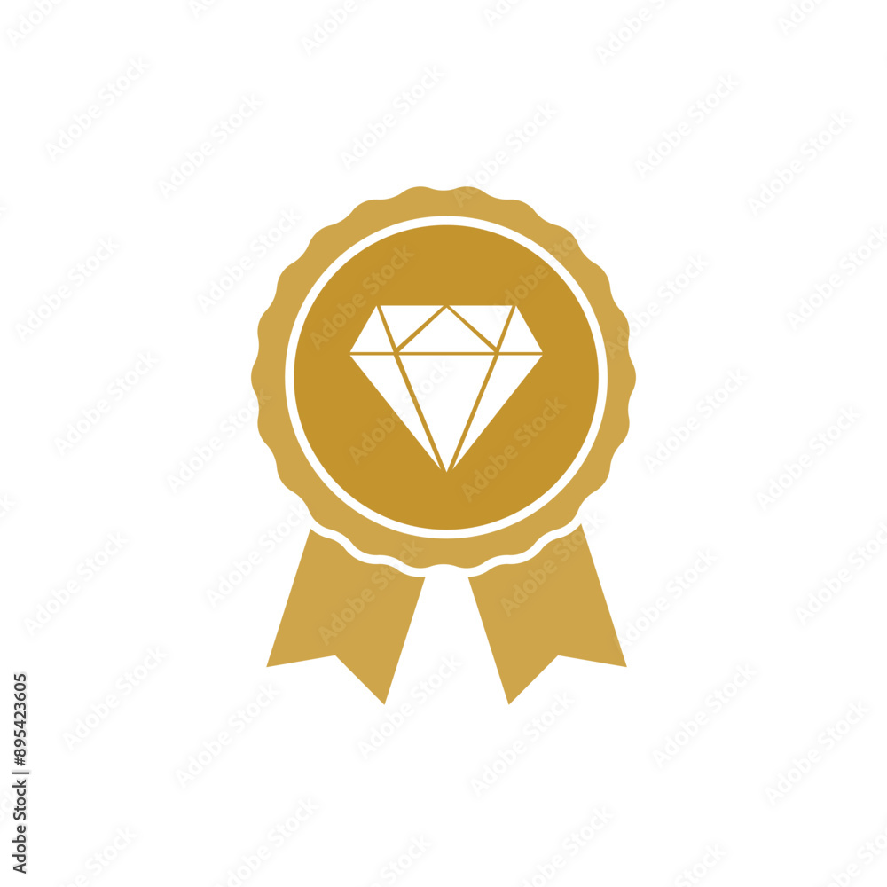 Wall mural premium gold icon with diamond, vector premium emblem isolated on white background, business flat de