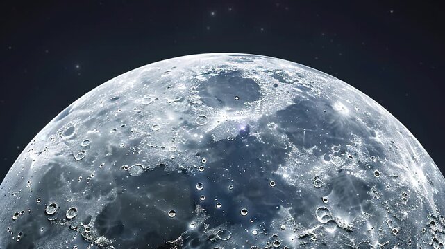 The cratered surface of the moon in the outer space