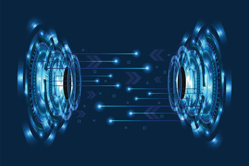 Digital Business, vector tech circle and technology background