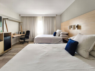 Miami Beach, Florida - July 7, 2024: A typical 2 bed suite at Lexington Hotel in Mid-Beach.