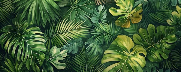 Lush Tropical Leaves, Ideal for Nature and Botanical Backgrounds