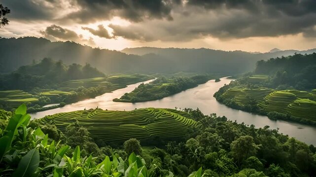 longest river in Bali, close up scene of the scenic Ayung River meanders through lush tropical forests, valleys, rice fields, rocky outcrops, villages and waterfalls, bali travel, indonesia, vlogs