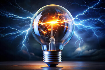 Lightbulb with Sparks and Lightning.