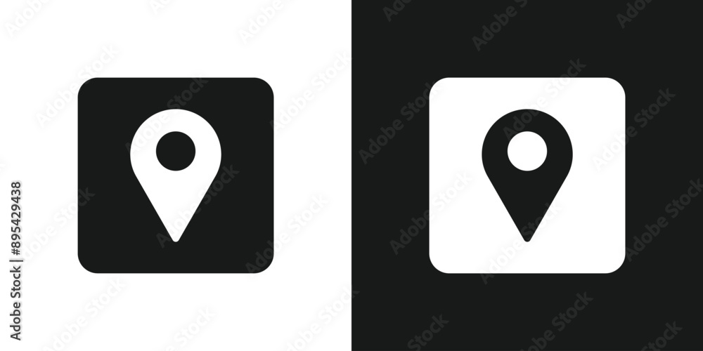 Poster pin pointer location flat icon sign for app and website vector.