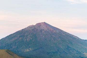 View of Mount Rinjani with sunrise in the morning