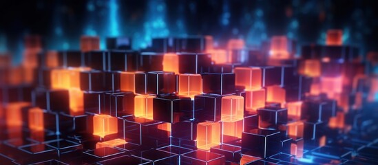 Obraz premium Abstract Pattern of Glowing Cubes