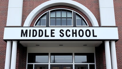 Obraz premium Middle School Building with Arched Entrance 