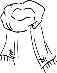 Stylish hand drawn illustration of a Scarf, coloring autumn.