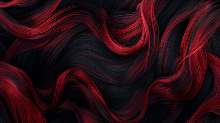 Fototapeta premium Red and black hair strands intertwined in an artistic pattern.