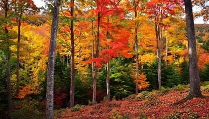 Firefly Patchwork of autumn colours in a forest in the Laurentides