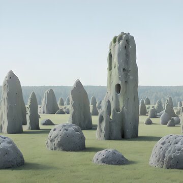 Rock podium stone forest background product 3D platform pedestal
