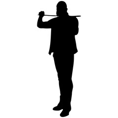 Jazz Musician Silhouette on White Background. Vector Black Silhouette with Flat Design