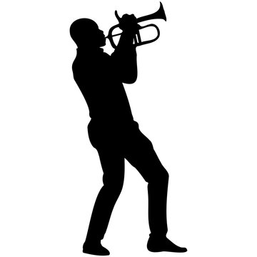 recommend clip art: Jazz Musician Silhouette on White Background. Vector Black Silhouette with Flat Design