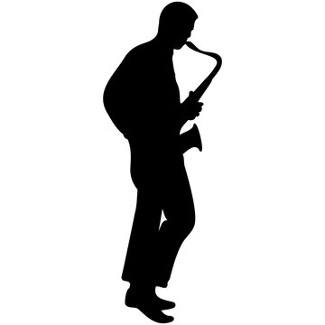 recommend clip art: Jazz Musician Silhouette on White Background. Vector Black Silhouette with Flat Design