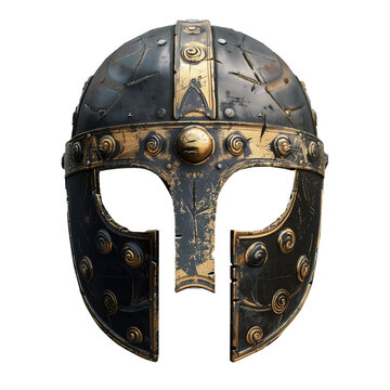 ancient mask of the indian viking helmet isolated on white background 