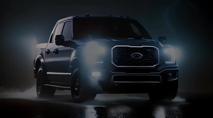 luxury car with lightning light effect, generated ai