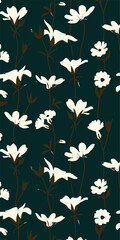 Big flowers pattern, upscale floral pattern. graphical textures floral, trendy colors pattern , flowers background with leaves. vector illustration.