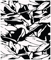 Abstract art vintage colors tropical line art leaves background vector. Wallpaper design with leaves shapes and scribble doodle linear leaf. vintage botanical floral pattern