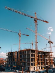 Towering Cranes Reaching for the Sky   A Sprawling Construction Site
