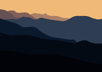 mountains and hill panorama vector illustration.
