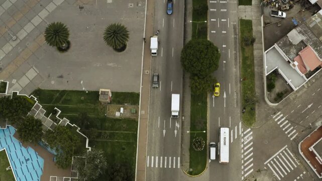 Panoramic drone shot of the city Ibarra, Ecuador