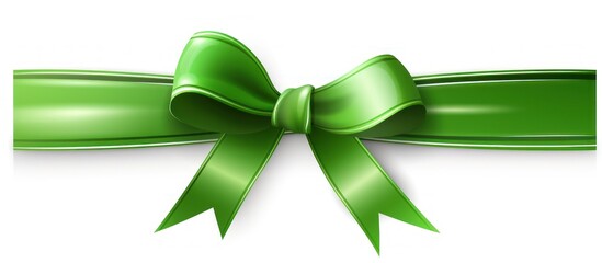Green Satin Bow with White Stripes