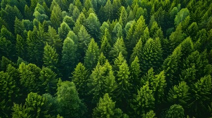 Fototapeta premium Lush Green Forest Canopy Aerial Drone Landscape Scenic View