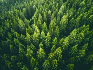 Obraz premium Lush Green Forest Canopy Aerial Viewwith Clear Space