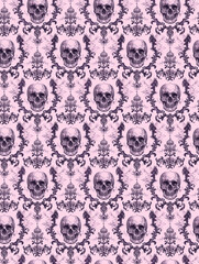 pastel goth pink skull seamless pattern