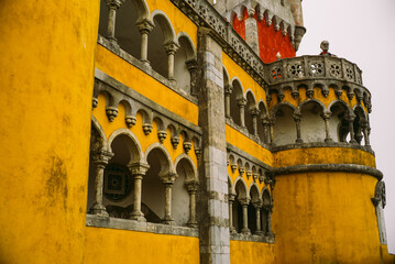 Fototapeta premium Sintra, Portugal, Europe, Pena Palace, Castle, Estate, UNESCO World Heritage Site, architecture, garden, moorish